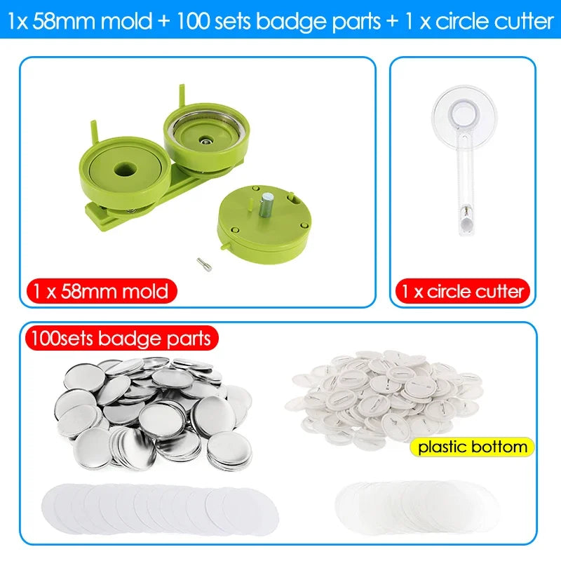 25/32/37/44/58/75mm Badge Maker Molds DIY Button Badge Maker Press Machine Interchangeable Die Mould Round Badge Punching Die