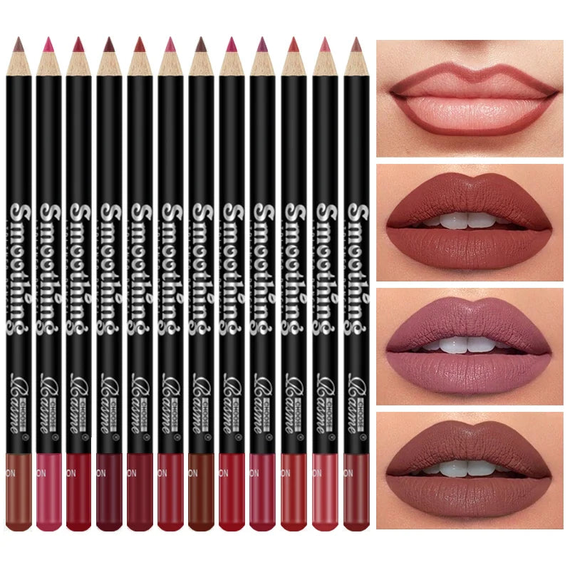 12 Pcs Long-Lasting Lipstick Set with Professional Lip Liner Pencil and Matte Lip Gloss for Women Valentine's Day Gifts