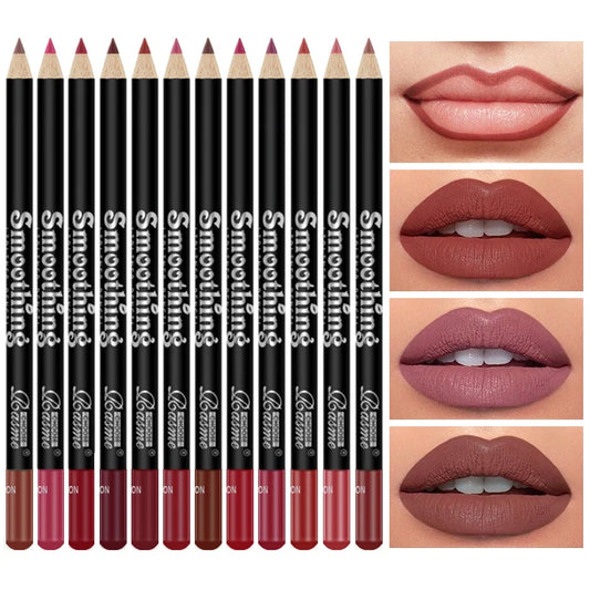 12 Pcs Long-Lasting Lipstick Set with Professional Lip Liner Pencil and Matte Lip Gloss for Women Valentine's Day Gifts