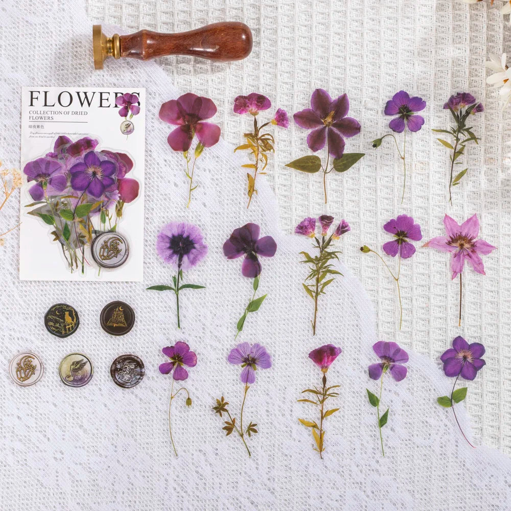 40 pcs/pack Vintage Dried flower Leaf specimen Stickers aesthetic Creativity Decor Junk Journal Scrapbooking Material Supplie