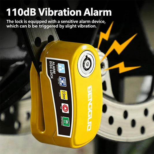 Motorcycle & Bicycle Disc Brake Lock Aluminum Alloy Bike Anti-theft Wheel Disc Brake Lock waterproof Security Alarm Protectio