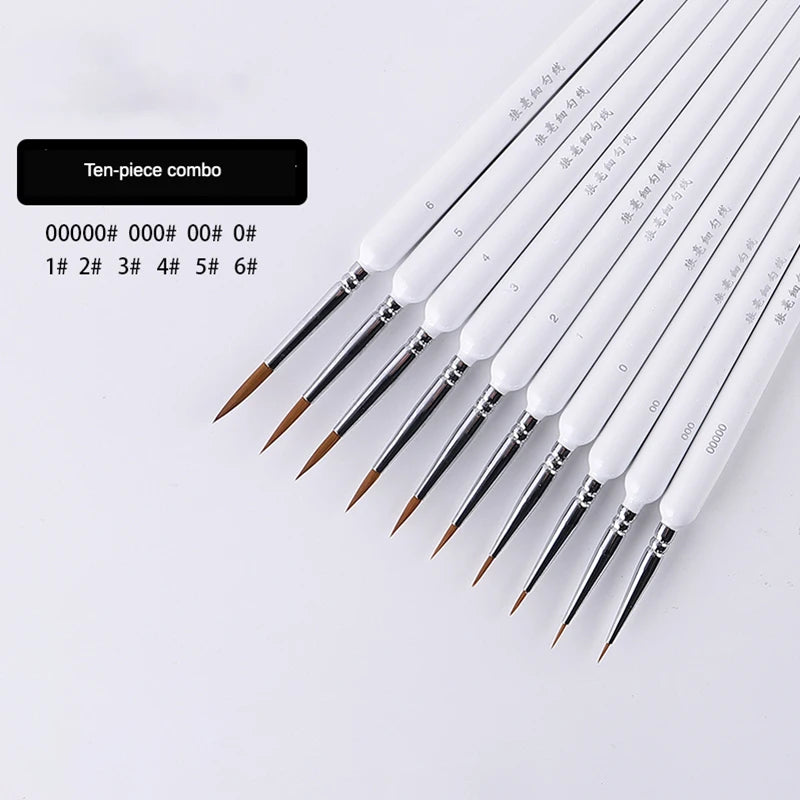 4/5/10pcs Miniature Hook Line Pen Art Painting Brushes Weasel Hair Paint Brush Gouache Watercolor Oil Paint Artists Hand Pain