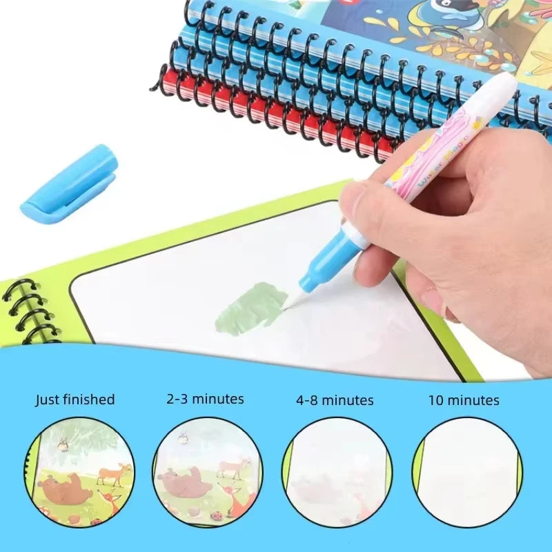 1pc Reusable Water Drawing Book Magic Water Book Mess-Free Magic Painting Pad with Refillable Water Pen Learning Education To