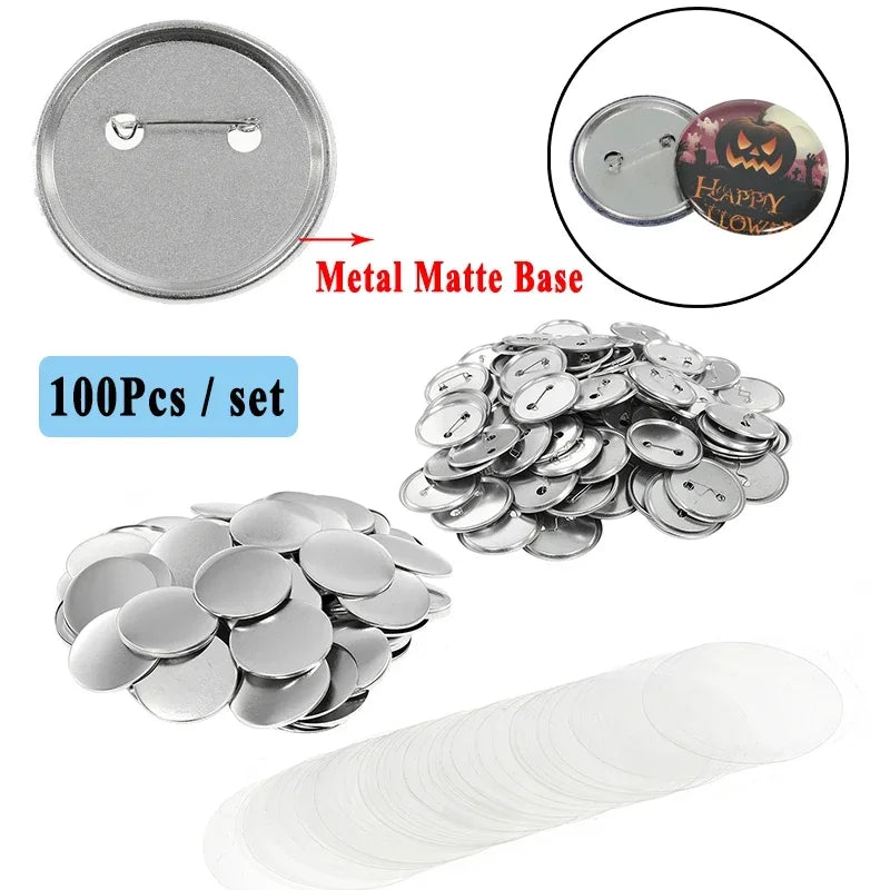100Pcs Badge Button Parts Material Supplies 25mm 32mm 37mm 44mm 58mm 75mm for DIY Clothes Handbag Badge Button Decoration