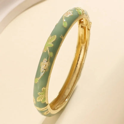 Traditional Vintage Cloisonne Bangle Chinese Classic Hollow Out Flower Bangle Vintage Ethnic Women's Hand Bracelet Jewelry Gi