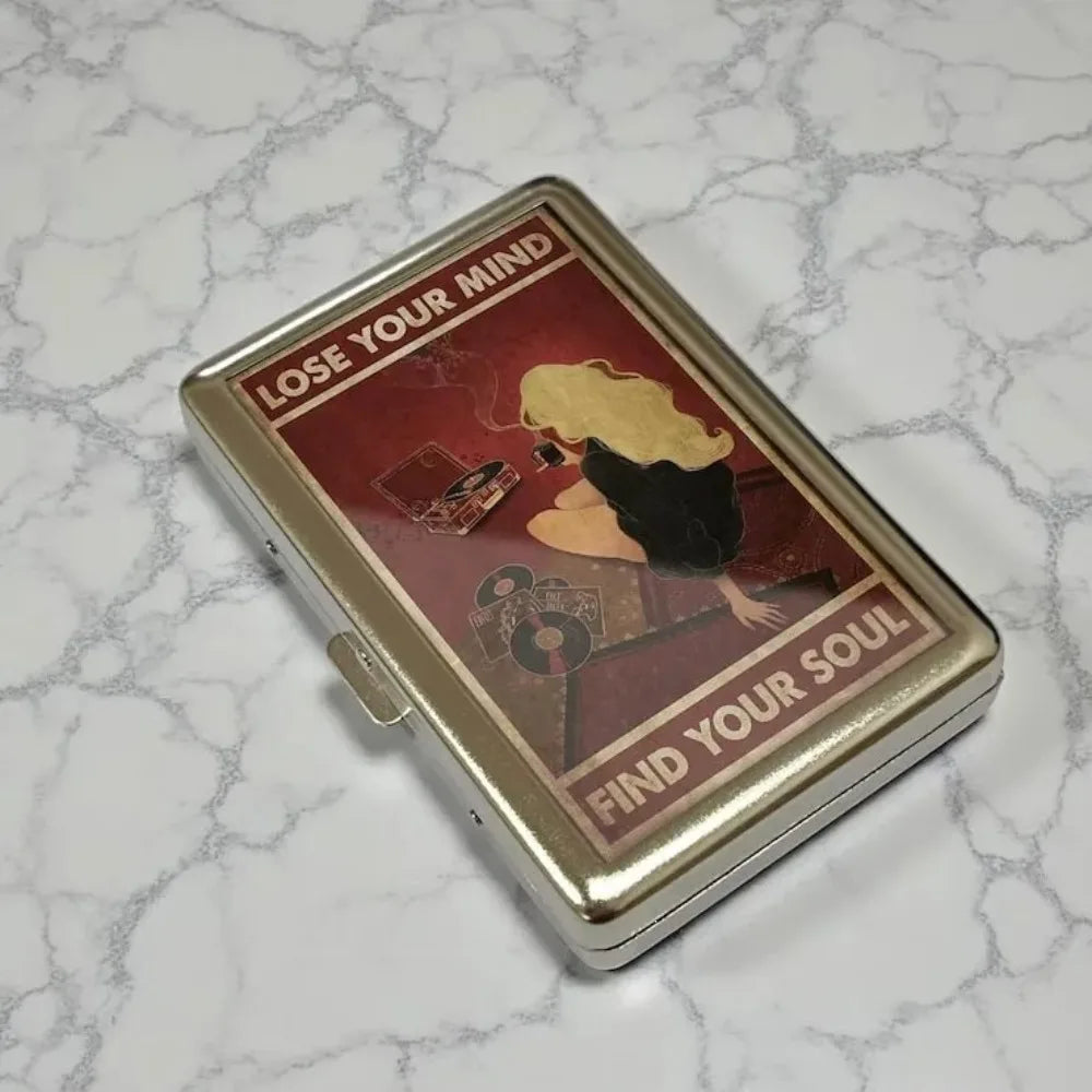 Vintage-Style Vintage Card Case Metal Material Easy Snap Metal Case Versatile Design Multi-function Card Holder - J