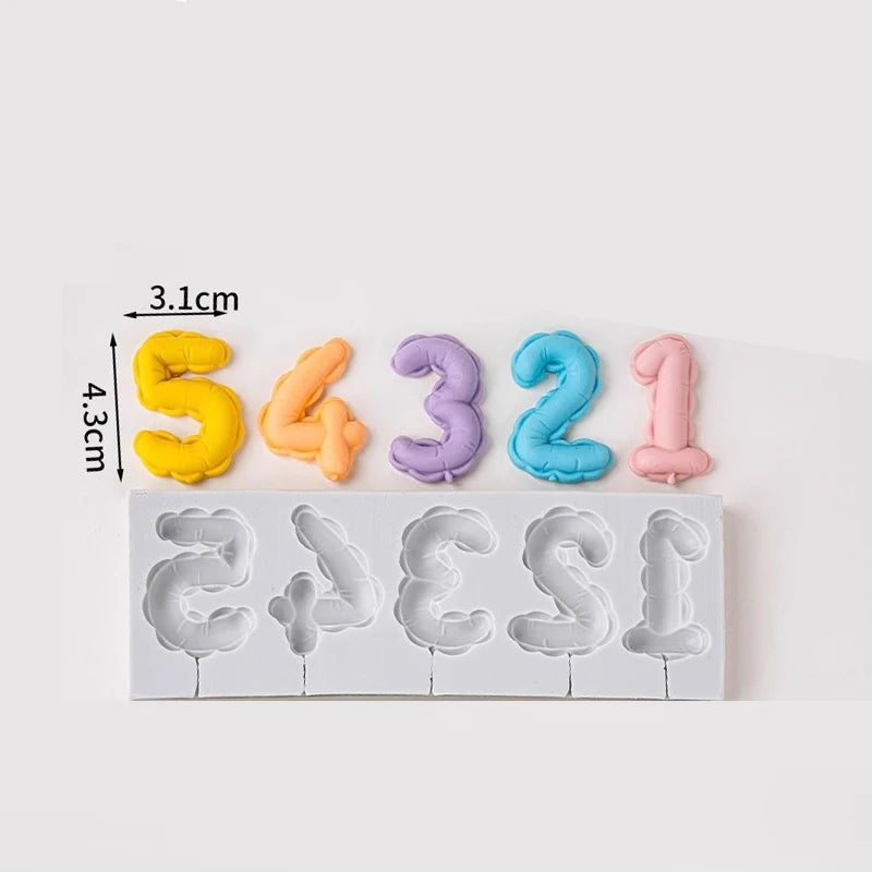 1PCS/2PCS DIY Number Fondant Cake Decorating Silicone Mould Lollipop Chocolate Baking Tool Resin Clay Handmade Gift Making Mo