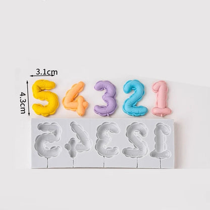1PCS/2PCS DIY Number Fondant Cake Decorating Silicone Mould Lollipop Chocolate Baking Tool Resin Clay Handmade Gift Making Mo
