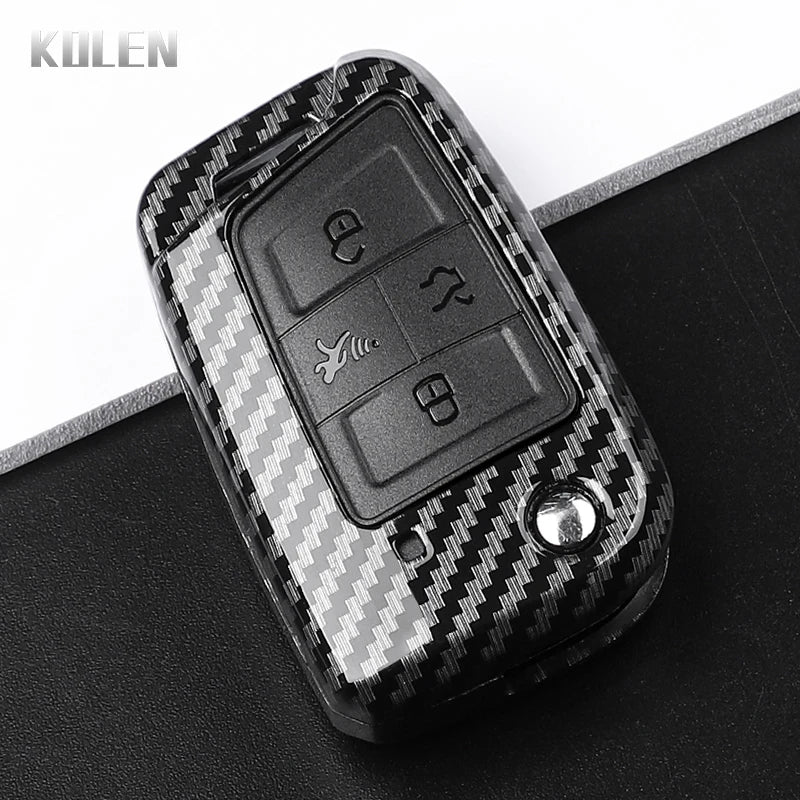 3 4 Buttons Carbon Fiber Car Key Case Cover For VW Volkswagen Golf 7 Tiguan MK2 For SEAT Ateca Leon FR 2 Ibiza For Skoda Octa