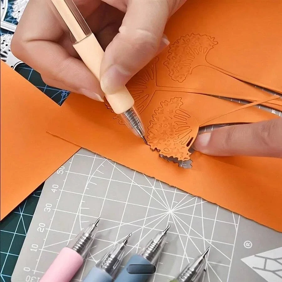 6/1pcs Wrapping Cutting Utility Pen Knife Retractable Press Hand Account Pen Knife Creative Art Paper Cutting Tool for Studen