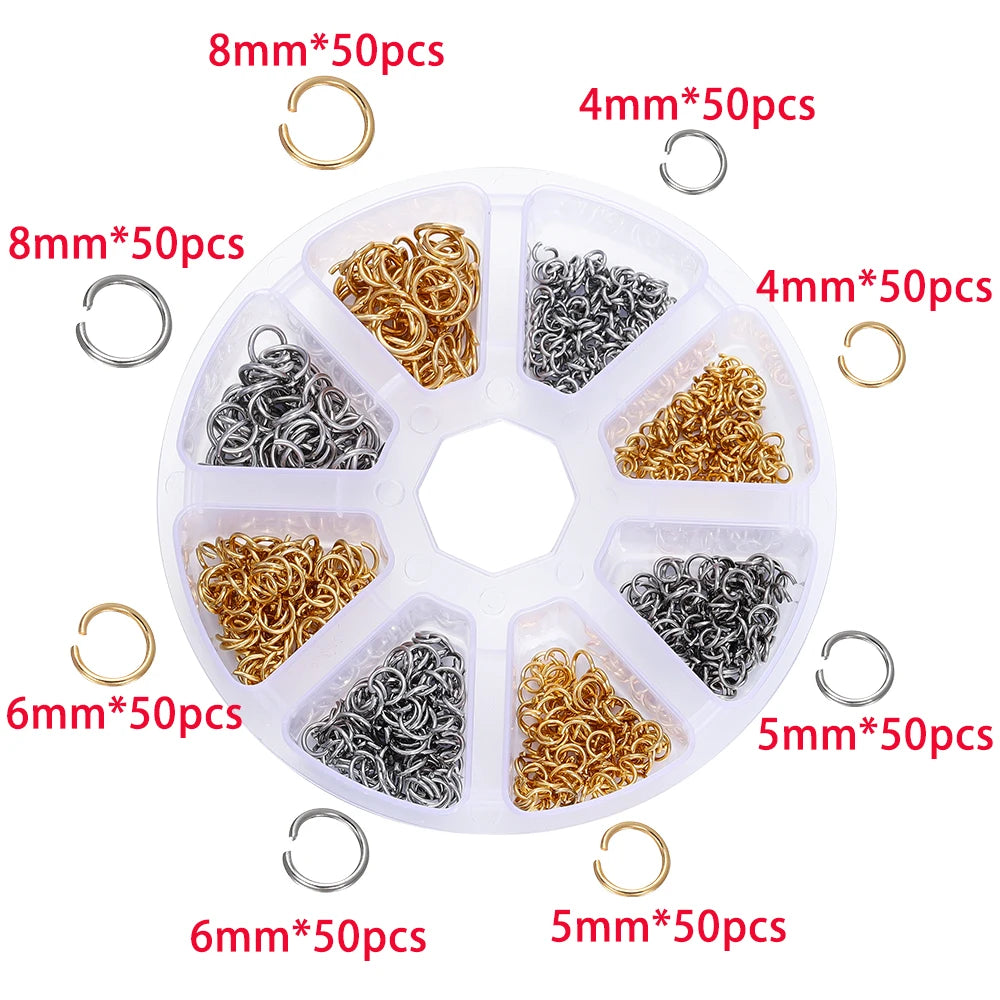 1Box Stainless Steel Lobster Clasps Open Jump Rings Crimp Beads Caps Set For Diy Bracelet Necklace Jewelry Making Making Kits