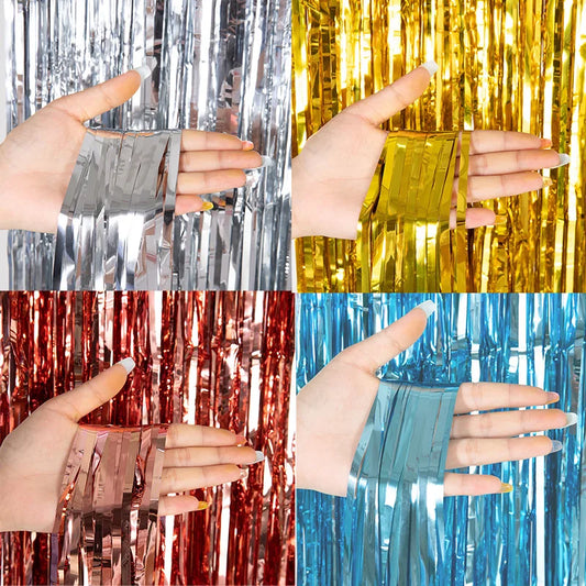 as a Party Metallic Tinsel Foil Fringe Curtains Backdrop for Birthday New Year Eve Party Photo Wedding Baby Shower Decor