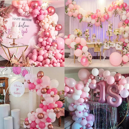 Pastel Pink White Latex Balloons Set Metallic Pink Confetti Balloon Wedding Bridal Shower Baby Shower Girls Birthday Decorati