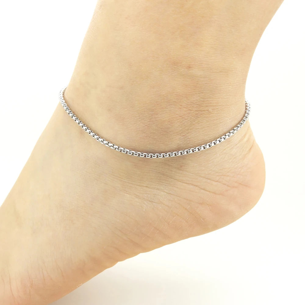 Ankel Bracelets 18K Gold Solid Stainless Steel Anklets For Women Barefoot Sandals ROLO Chain 9/10/11 Inches Waterproof Jewelr