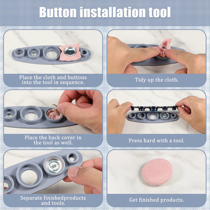 100 Pcs Cover Button Kit 5 Different Size Cover Buttons with 5 in 1 Button Tool Aluminum Alloy Button Craft Kit DIY Covered