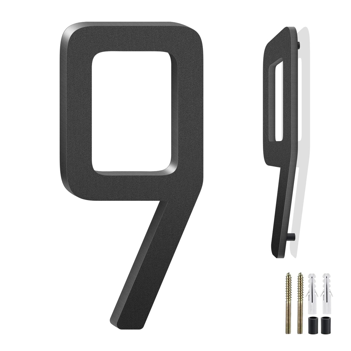 3-10 Inch Floating Aluminum House Address Numbers Letters, Modern Metal House Numbers for Outside, Black Metal Door Address L