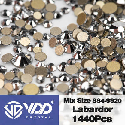 VDD SS4-SS20 Mix Size Clear Crystal Non-Hotfix Gold FlatBack Rhinestones Decorations DIY Glitter Stones 3D Nail Art Accessori