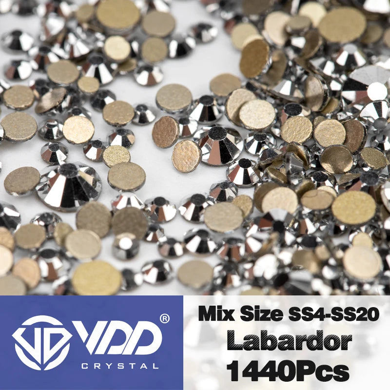 VDD SS4-SS20 Mix Size Clear Crystal Non-Hotfix Gold FlatBack Rhinestones Decorations DIY Glitter Stones 3D Nail Art Accessori