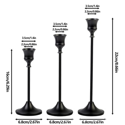 Set of 3 Vintage Elegant Metal and Aluminum Tabletop Candle Holders, Suitable for Wedding Anniversary, Home and Hotel Decorat