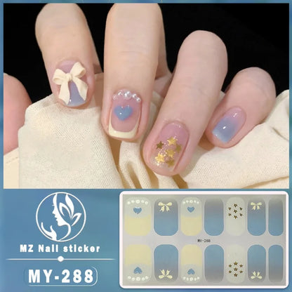 Nail Sticker Full Cover Waterproof Nail Art Manicure Decoration Sweet DIY Nail Decail Rhinestones Self Adhesive Manicure INS 