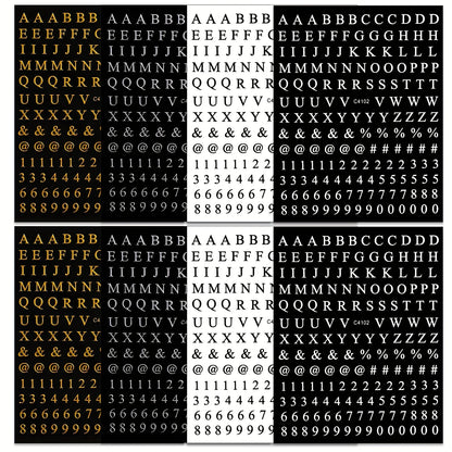 8 Sheets Letters Nail Art Stickers Number Nail Decals Self-Adhesive Luxury Gold Silver English Alphabet Nail Sticker Black Wh