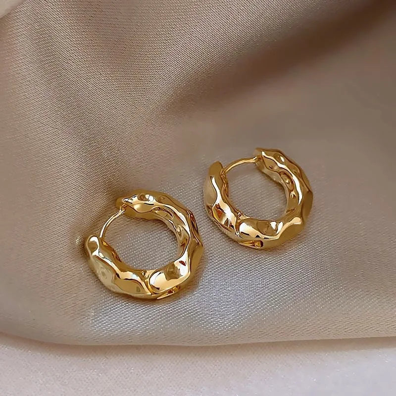 Luxury Full of Zircon Shiny Geometric Square Hoop Earrings for Women Temperament Gold Color Stainless Steel Korea Jewelry Gif