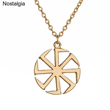 Nostalgia Slavic Kolovrat Pendant Wheel Amulet Pagan Wicca Jewelry Necklace Russian Talisman