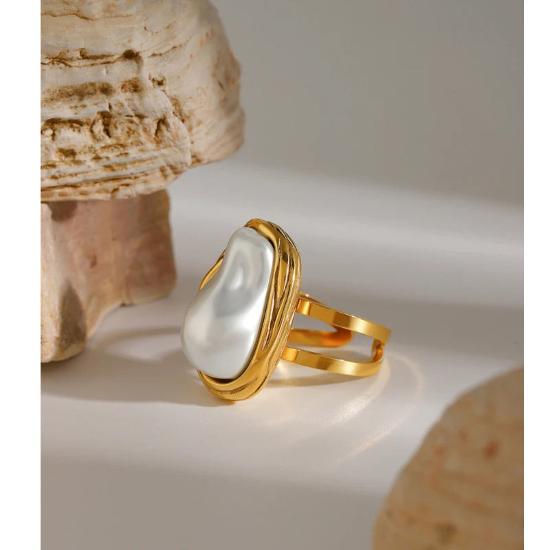 Fashion Simple Stainless Steel Rings For Women Gold Color Smooth Geometric Open Rings Arc Rings Diamonds Jewellery Ring Gift