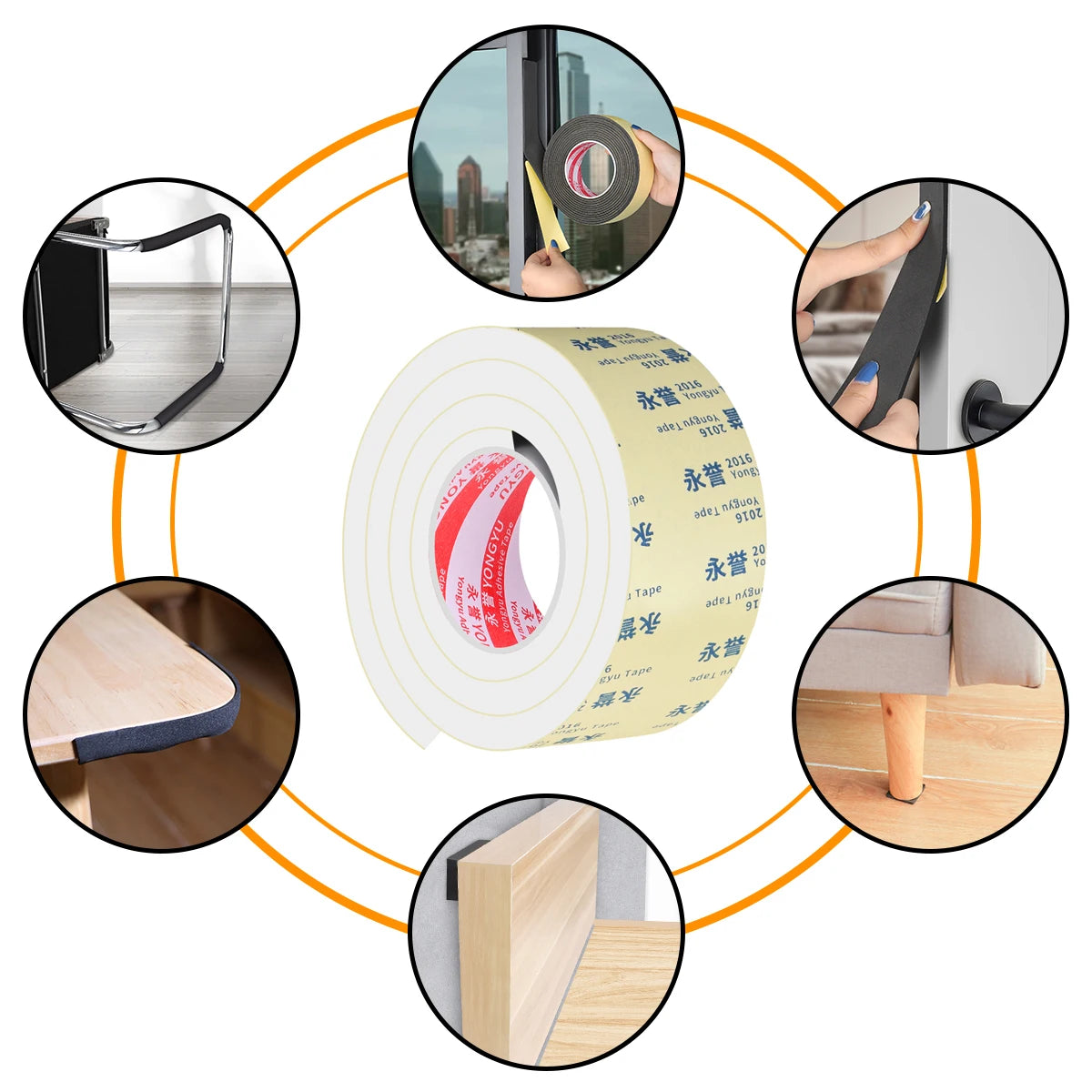 EVA Seal Foam Tape T Weather Stripping for Door and Window,High Density Single Sided Closed Cell Door Insulation Weather Stri