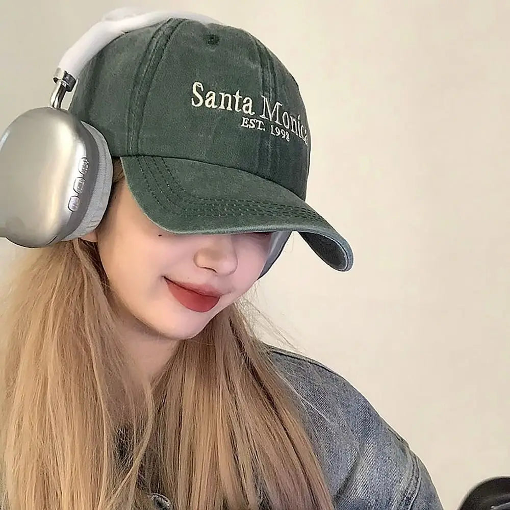 INS Style Letter Embroidered Baseball Cap Face Smaller Sun Protection Hip Hop Hat Sun Hat Couples