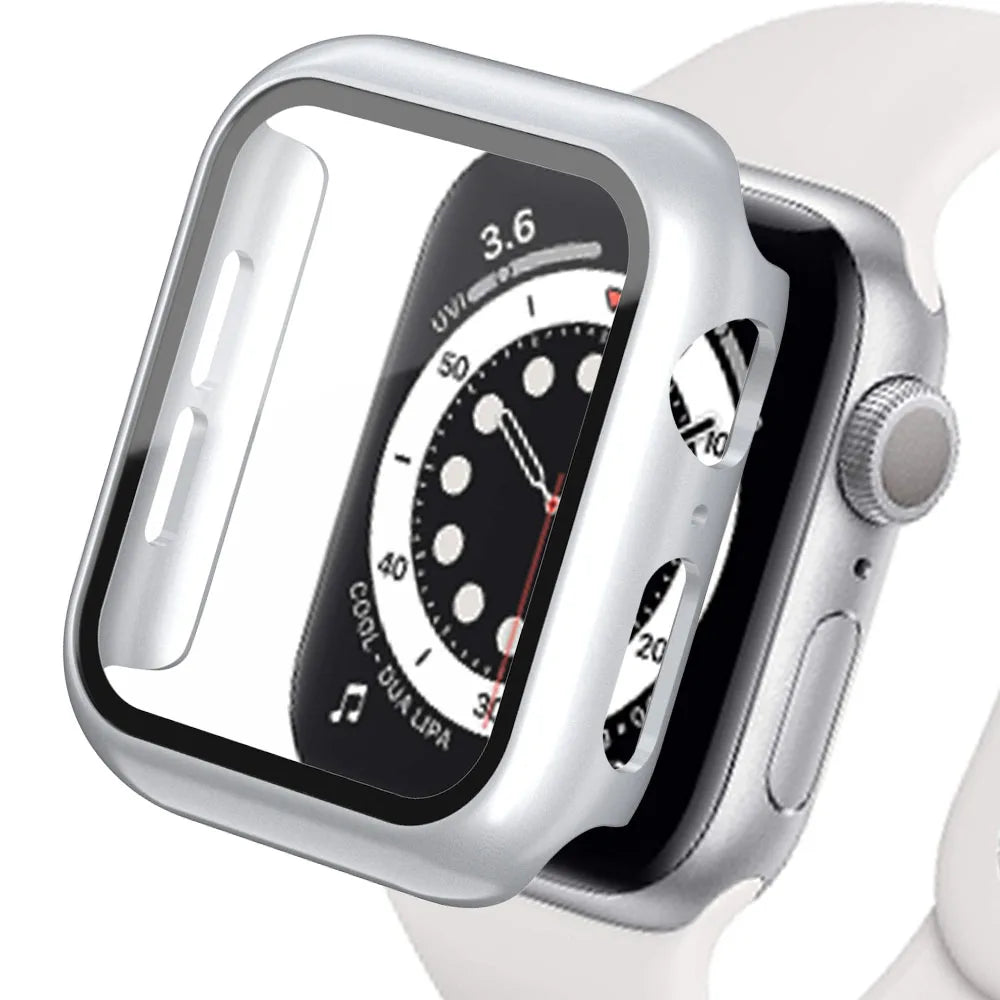 Tempered Glass+cover For Apple Watch Accessories 45mm 41mm 44mm 40mm 42mm Screen Protector Apple watch Case serie 9 4 5 6 SE 