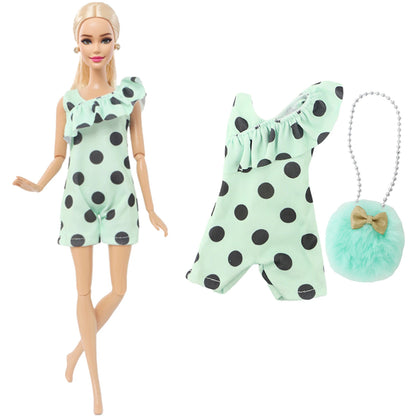 New Fashion Doll Dress Daily Outfit Girl Party Skirt Cute Mini Gown With Bag Clothes for 1/6 Doll DIY Accessories Baby Toys -