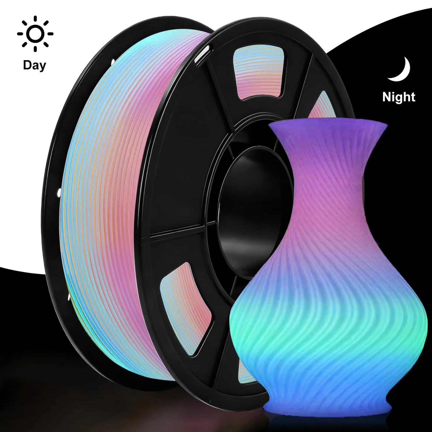 DIY Christmas Gift, 1.75mm PLA Luminous 3D Printer Filament, 200g(0.44L）Spool, Glow in the Dark, for Most FDM Printers - 250g