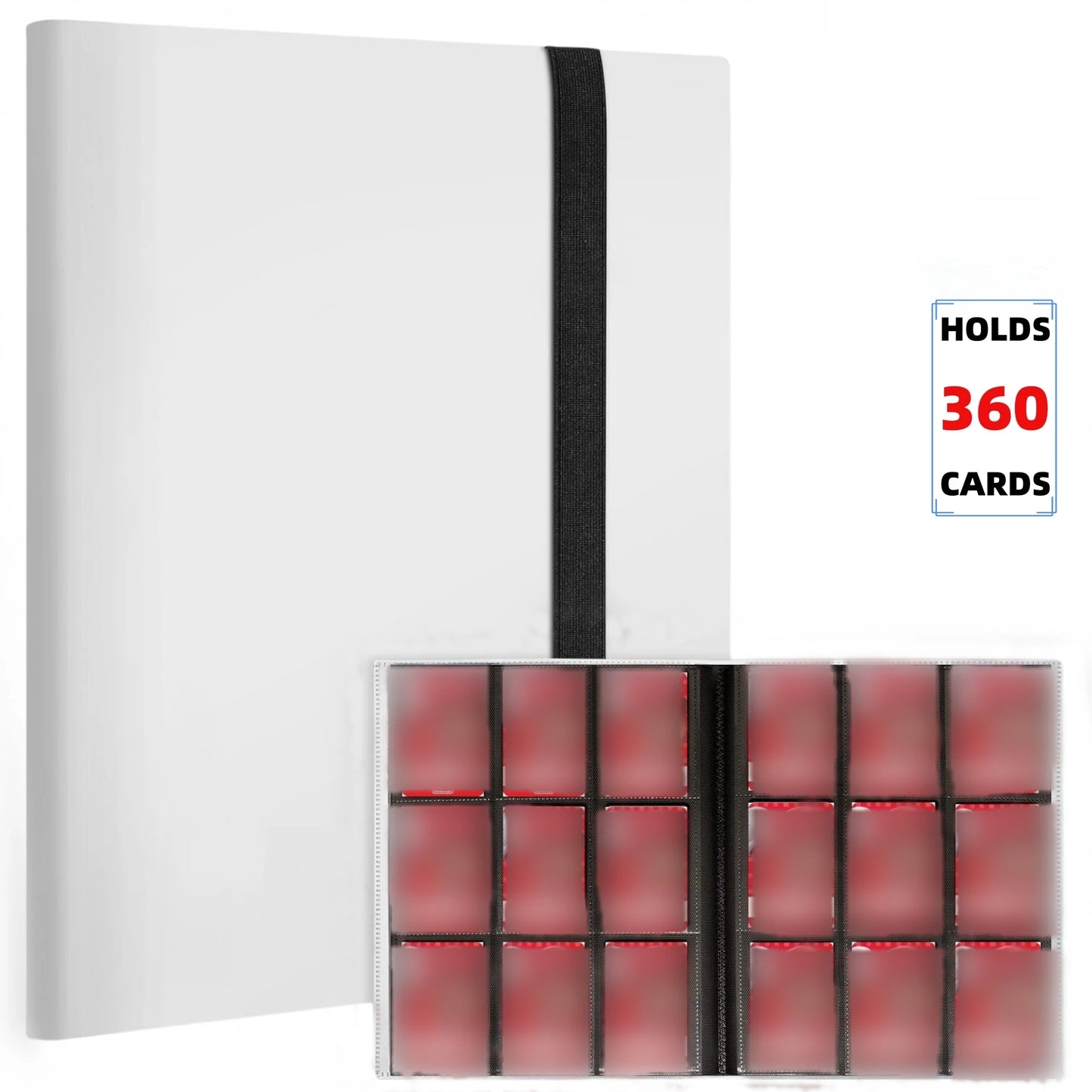 9 Pocket Trading Card Album Folder - 360 Side Loading Pocket Binder for Game Cards & Sports Cards - WHITE