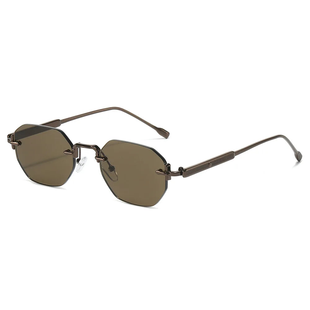 DDDLONG Retro Fashion Rimless Punk Y2k Sunglasses Women Men Sun Glasses Vintage UV400 Outdoor Shades D686 - Bronze Brown