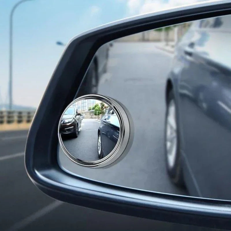 2Pcs Round Frame Convex Blind Spot Mirror Safety Driving Wide-angle 360 Degree Adjustable Clear Rearview Mirror Car Accessori