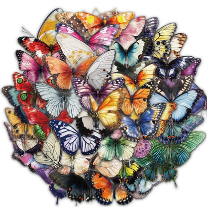 50PCS Colorful Butterfly Graffiti Stickers Scrapbooking Collage Material Decorate Guitar Frame Wall DIY Waterproof Stickers