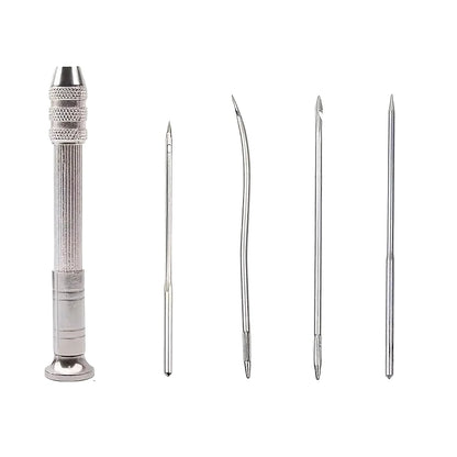 Leather Sewing Needles Kit, Set Contains Silver Leather Sewing Awl, 4 Piece Needle Suitable for Leather Canvas Tent - Awl wit