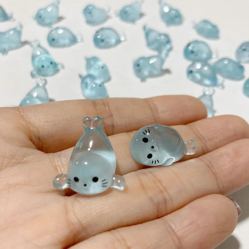 10/20 Pcs Glow in The Dark Mini Seal Figurines, Resin Sea Animals Miniatures, 4 Styles for DIY Craft Home Decoration Supplies
