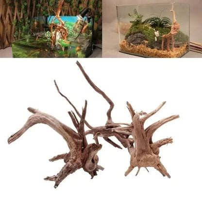 Natural Tree Trunk Driftwood Aquarium Fish Tank Reptile Cylinder Plant Root Wood Decoration Accessory for Aquatic Environment