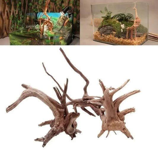 Natural Tree Trunk Driftwood Aquarium Fish Tank Reptile Cylinder Plant Root Wood Decoration Accessory for Aquatic Environment