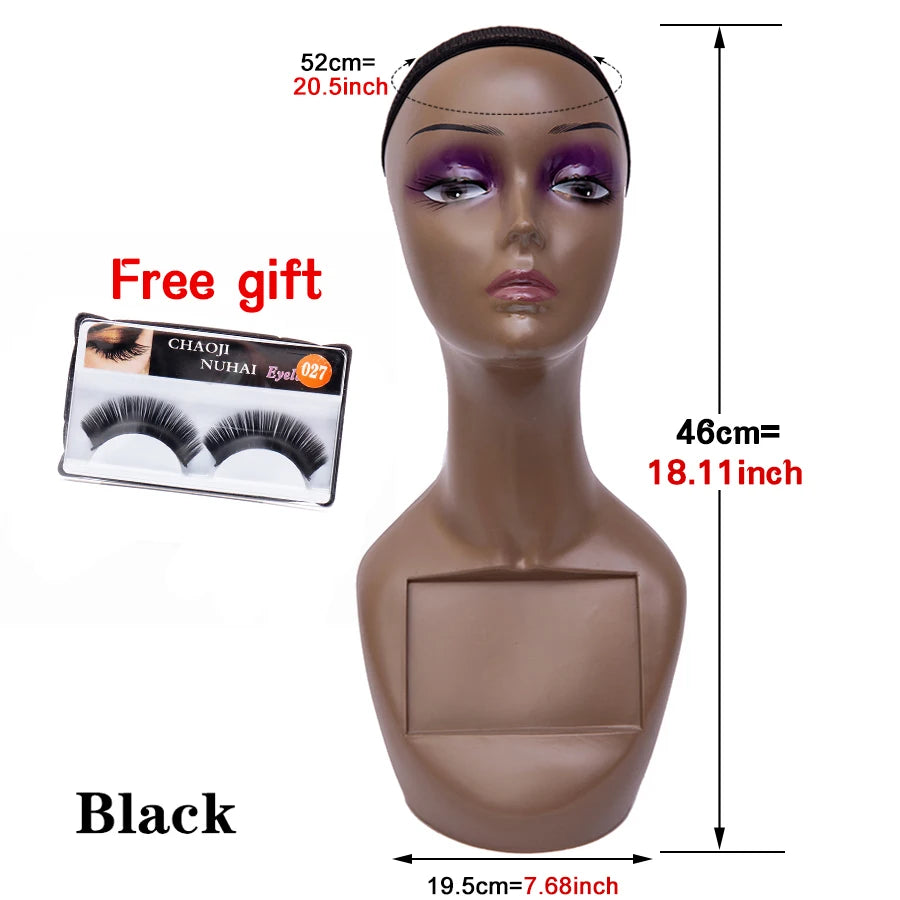 Manikin Wig Display Stand Female Mannequin Pvc Realistic Mannequin Head Bust For Wigs Display Making Styling Hats,Sunglasses 