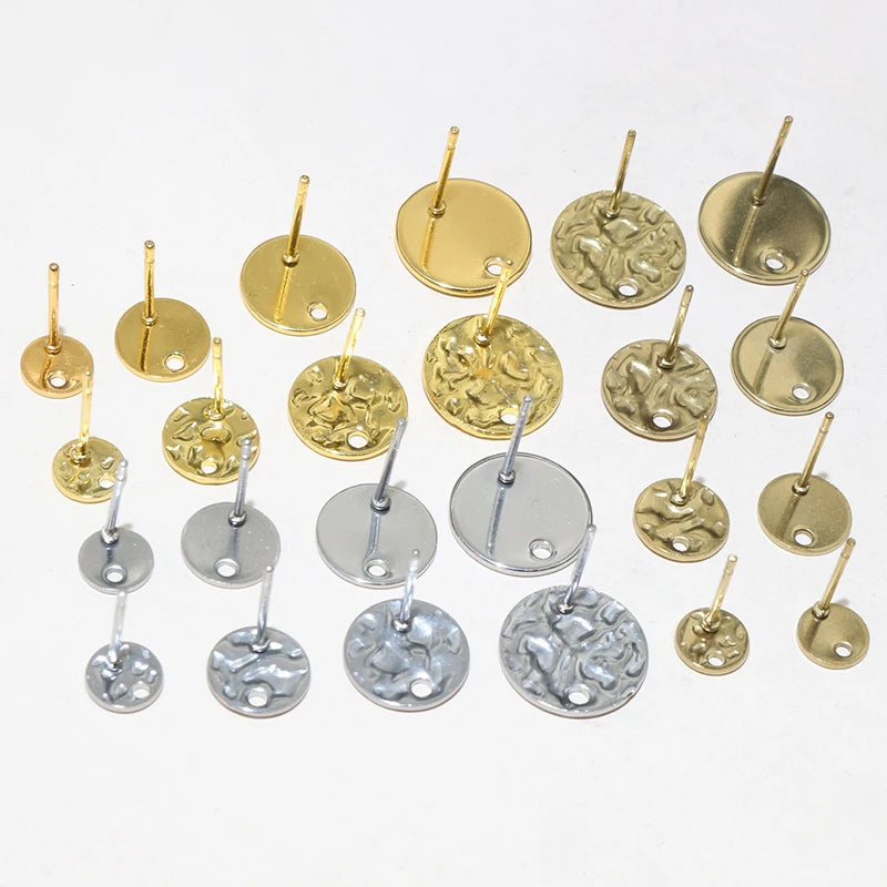 20pcs 6-12mm Stainless Steel Earring Studs Pins Craft Findings for Stud Earrings DIY Jewelry Making Accessories Findings