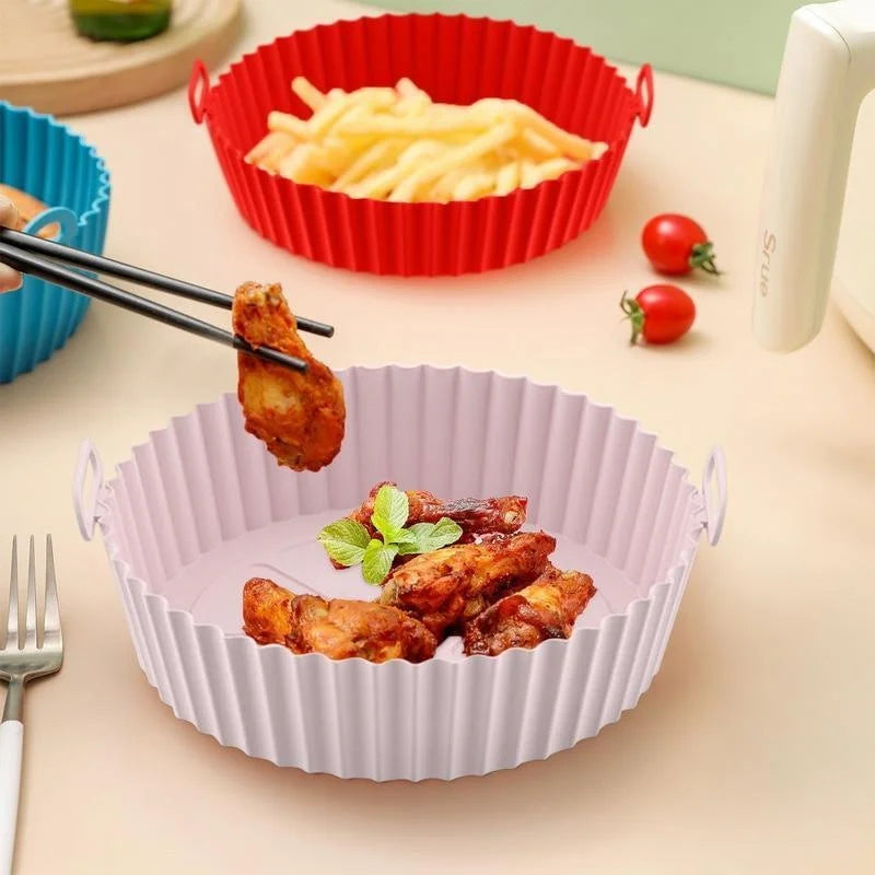 Air Fryer Silicone Liners Air Fryer Silicone Pot Reusable Silicone Air Fryer Liners Food Safe Non Stick Air Fryer Basket Acce
