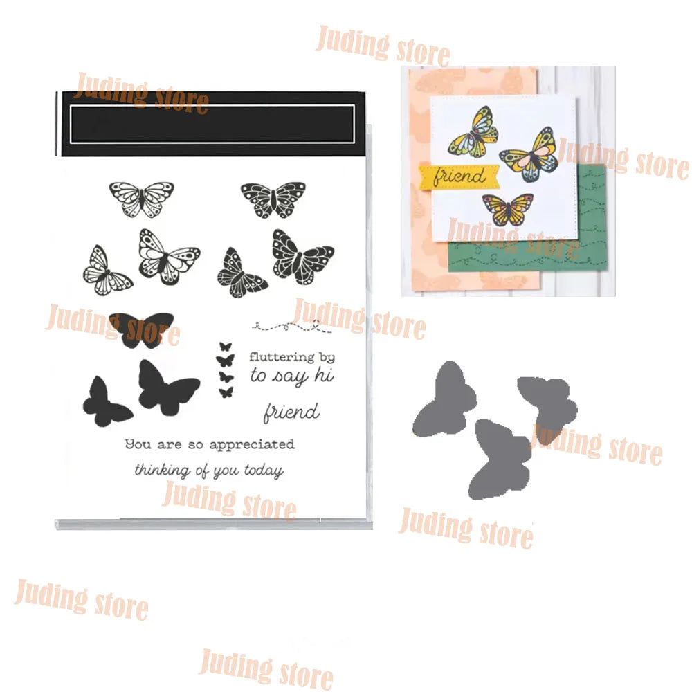 Butterfly Friends 2026 New Clear Stamps And Cutting Dies In French German For Scrapbook Stamping Dies Blessing Of Cards Craft
