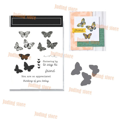 Butterfly Friends 2026 New Clear Stamps And Cutting Dies In French German For Scrapbook Stamping Dies Blessing Of Cards Craft
