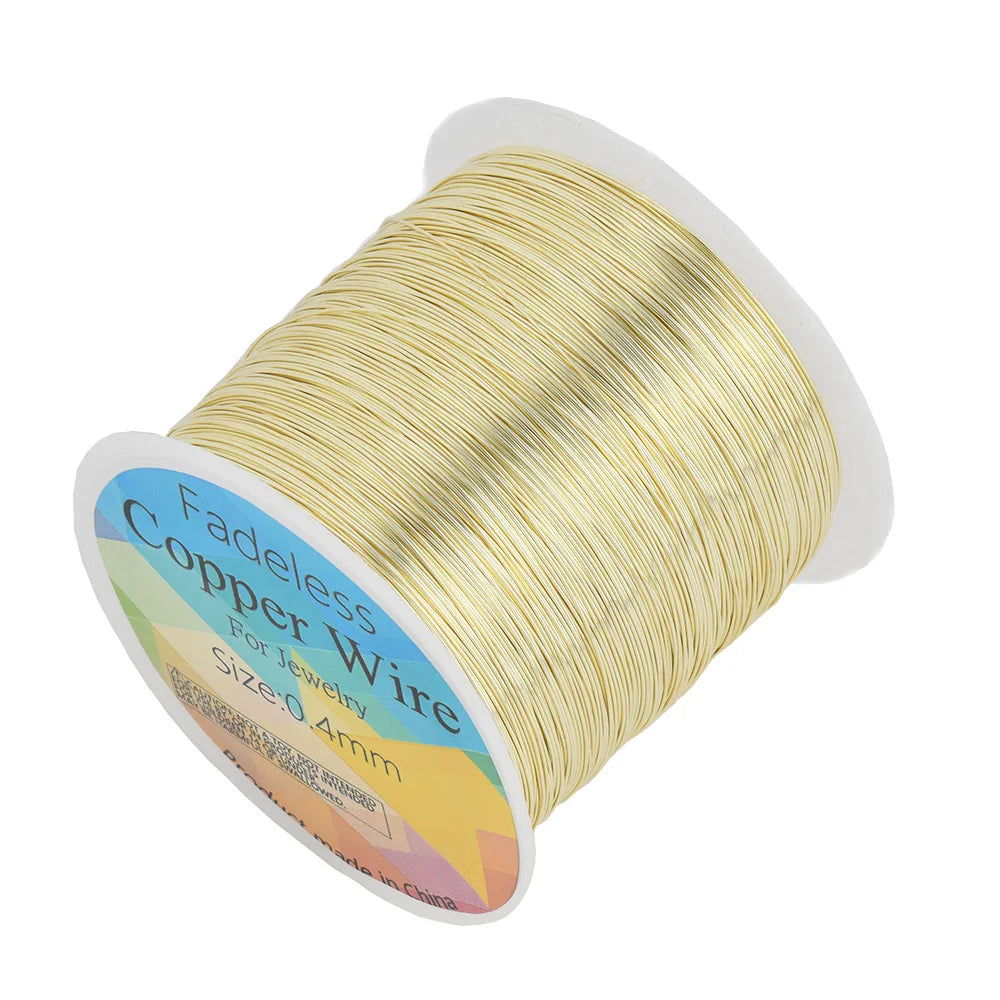 28 26 24Gauge Beading Floral Colored Jewelry Making Copper Craft Wire Soft DIY Metal Craft Art Wire 62-100Meters - Light Gold