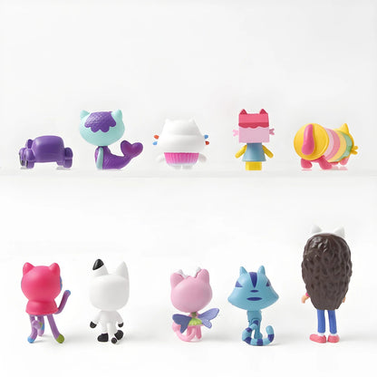 NEW 10pcs Anime Figure Toy Gab Smiling Car Cat Hug Dolls Mercat Cartoon Birthday Gift