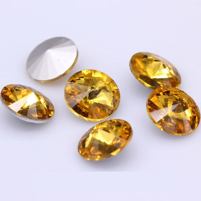 Fantastic 6/8/10/12/14/16/18/25MM Rivoli Cabochons Round Fancy Rhinestone Crystal For Applique Clothing Garment Decoration Be