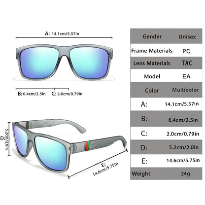 Classic Brand Men Square Polarized Fishing Sunglasses Outdoor Driving Cycling Running Goggles Vintage Large Frame UV400